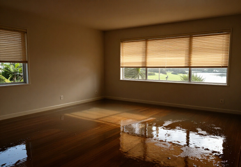 Warped floorboards in an Eveleigh home before drying